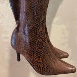Colin Stuart Brown Faux Leather Snakeskin Heeled Boots